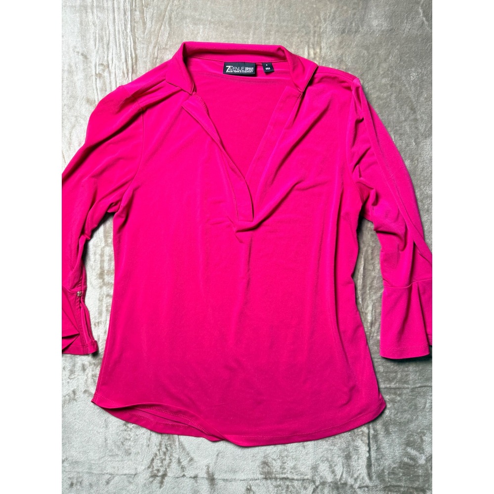 New York & Company 7th Avenue Fuchsia Pink 3/4 Bell Sleeve Blouse Top Small